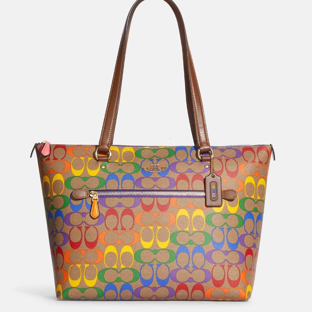 🌈Coach Gallery Tote In Rainbow Signature Canvas